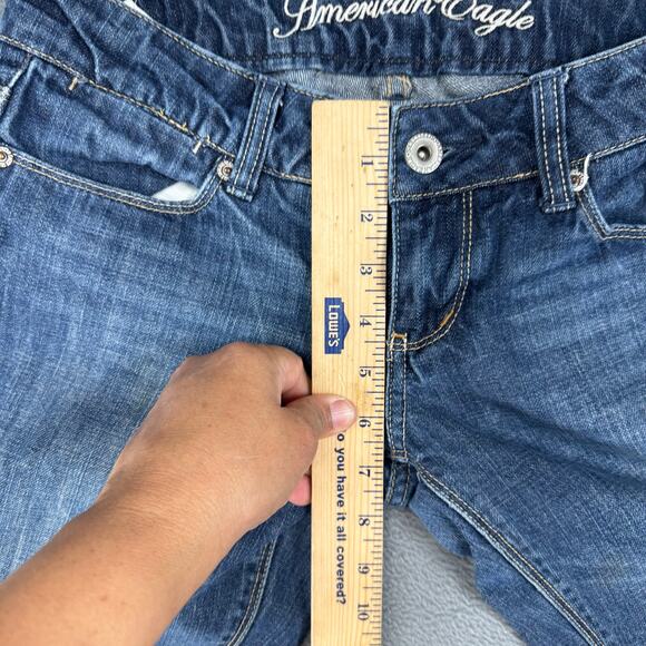 Vintage American Eagle 2 Short 77 Straight Jeans Stretch Retro 2000s‎ Lower Rise - Picture 6 of 8